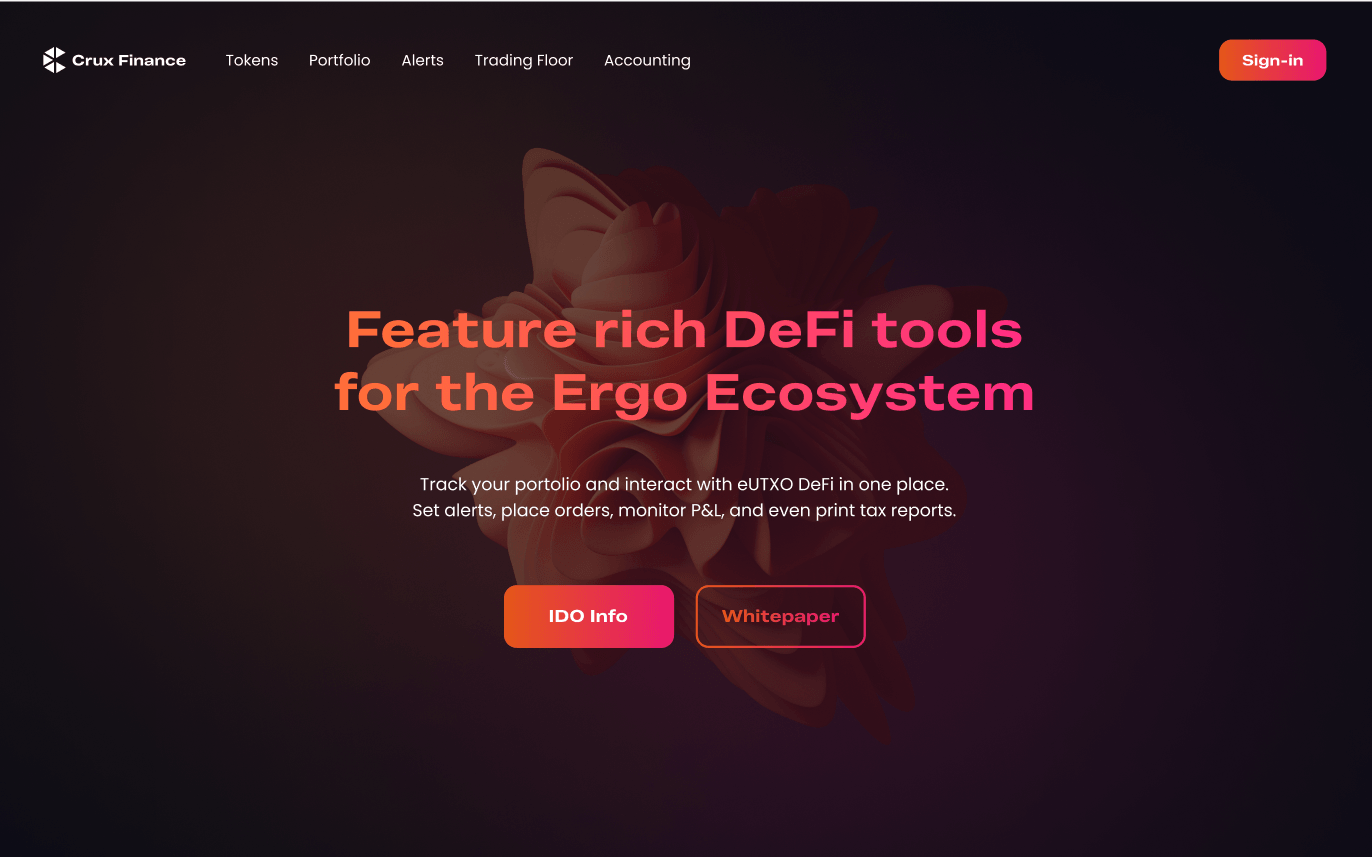 Crux Finance, landing page design in Figma