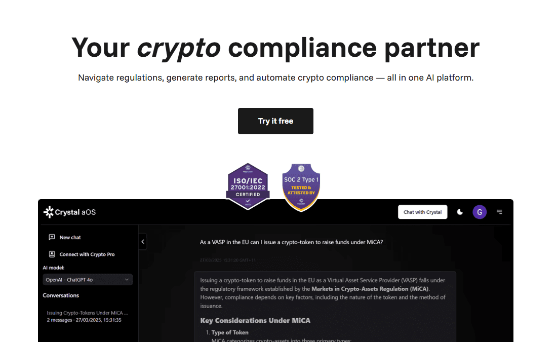Crystal aOS - AI-Powered Legal Compliance Platform